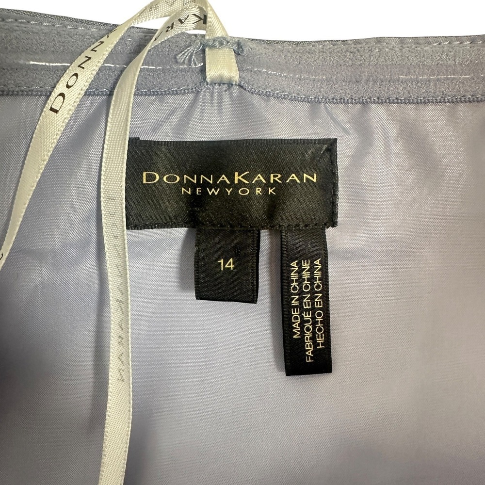 Donna Karan New York Formal Gown Strapless Organza 14 Tencel Floral‎ Blue NWOT - Picture 15 of 16